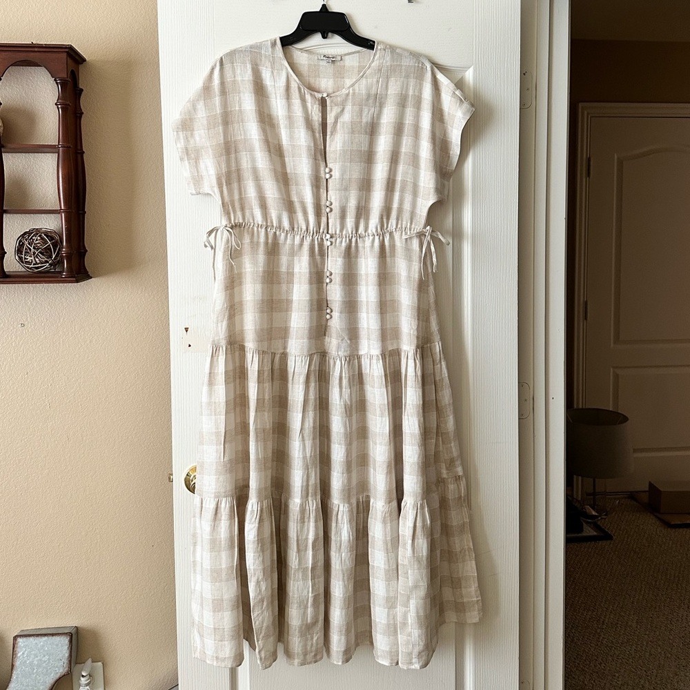 Madewell Linen Tiered Maxi Dress, Size Medium